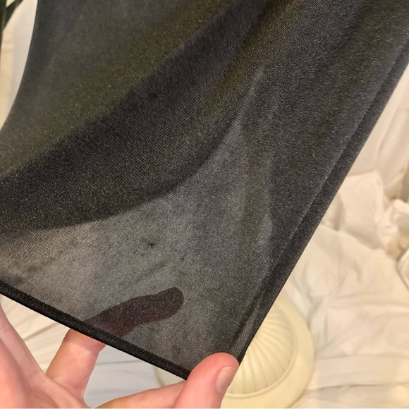 Vintage 1970s Ruched Stretch Knee-Length Disco Dress w/ Rhinestone Straps - Picture 11 of 16